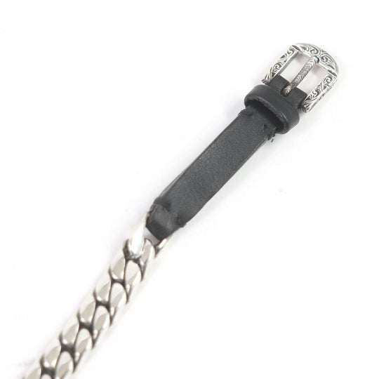 GUCCI bracelet Main: AG925, Main: Leather Silver black mens Used Authentic