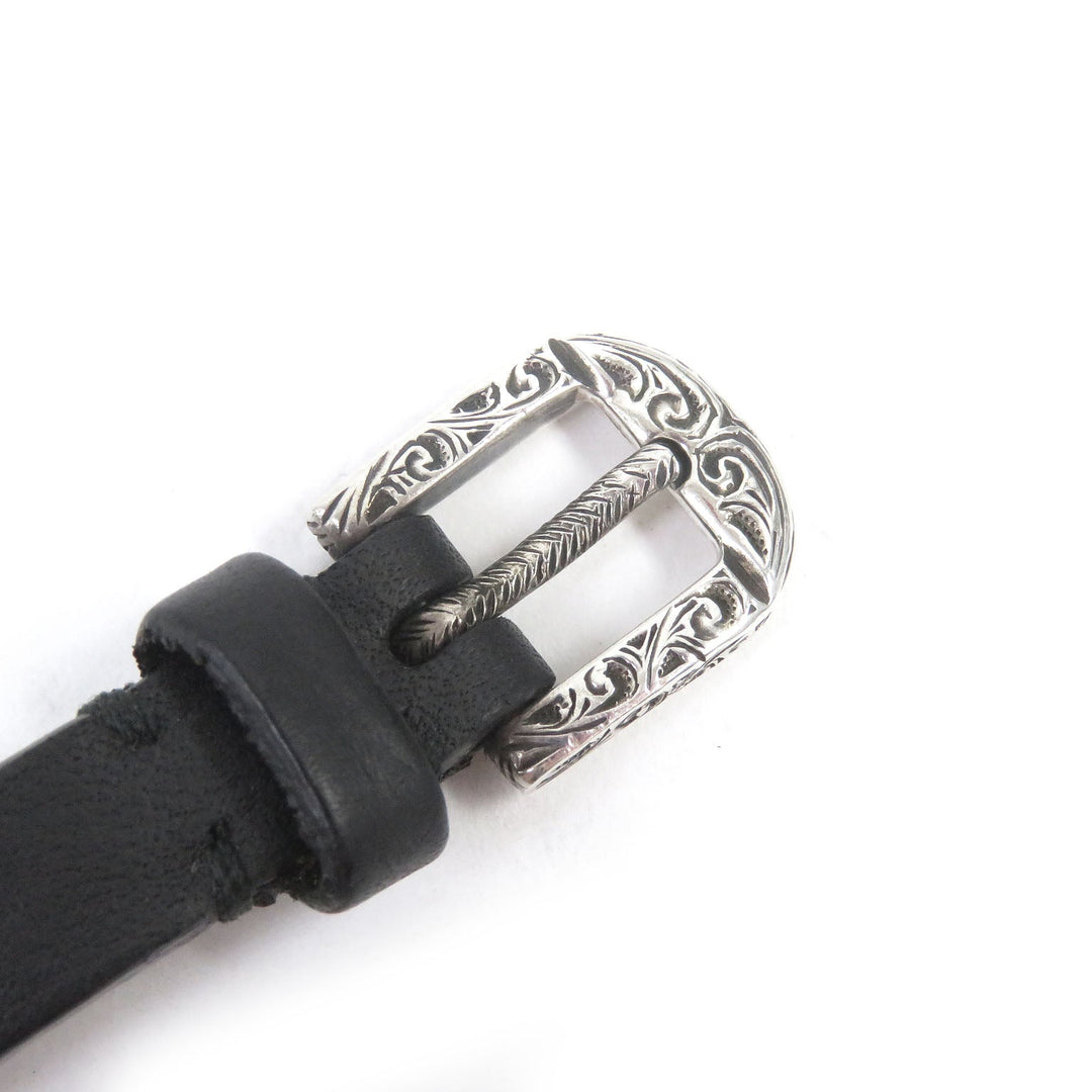 GUCCI bracelet Main: AG925, Main: Leather Silver black mens Used Authentic