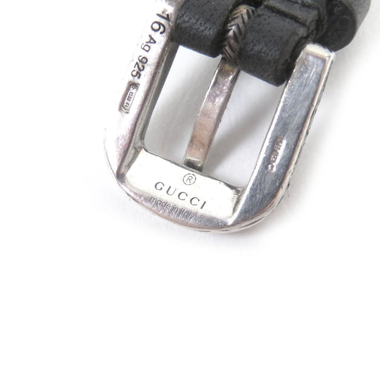 GUCCI bracelet Main: AG925, Main: Leather Silver black mens Used Authentic