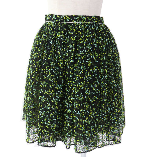 FENDI flare skirt FQ6560 Outer: 50% nylon, Outer: 50% acrylic, Lining: 100% silk Black green Women 36 Used Authentic