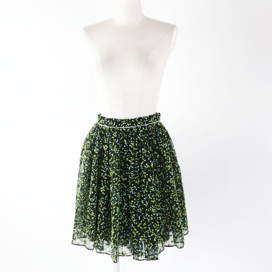 FENDI flare skirt FQ6560 Outer: 50% nylon, Outer: 50% acrylic, Lining: 100% silk Black green Women 36 Used Authentic