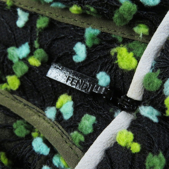 FENDI flare skirt FQ6560 Outer: 50% nylon, Outer: 50% acrylic, Lining: 100% silk Black green Women 36 Used Authentic