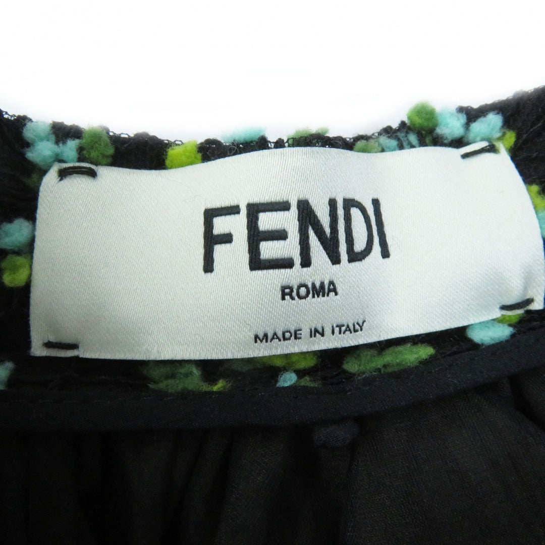FENDI flare skirt FQ6560 Outer: 50% nylon, Outer: 50% acrylic, Lining: 100% silk Black green Women 36 Used Authentic