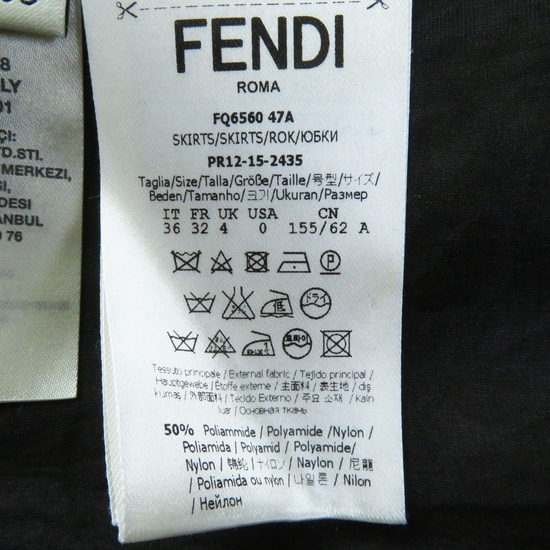 FENDI flare skirt FQ6560 Outer: 50% nylon, Outer: 50% acrylic, Lining: 100% silk Black green Women 36 Used Authentic