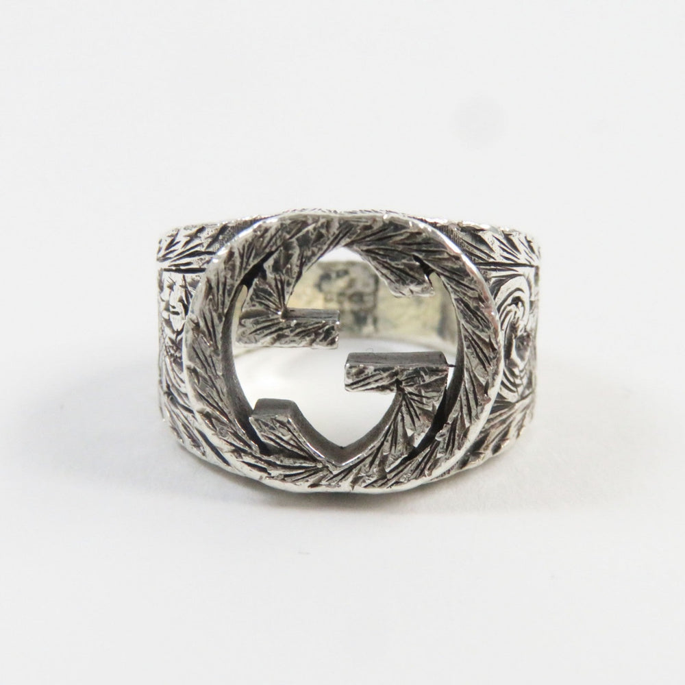 GUCCI Ring 455302-J8400-0811 Main�FAG925 Silver Arabesque Interlocking G mens 14 Used Authentic