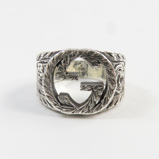 GUCCI Ring 455302-J8400-0811 Main�FAG925 Silver Arabesque Interlocking G mens 14 Used Authentic