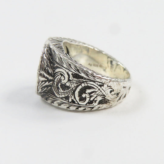 GUCCI Ring 455302-J8400-0811 Main�FAG925 Silver Arabesque Interlocking G mens 14 Used Authentic