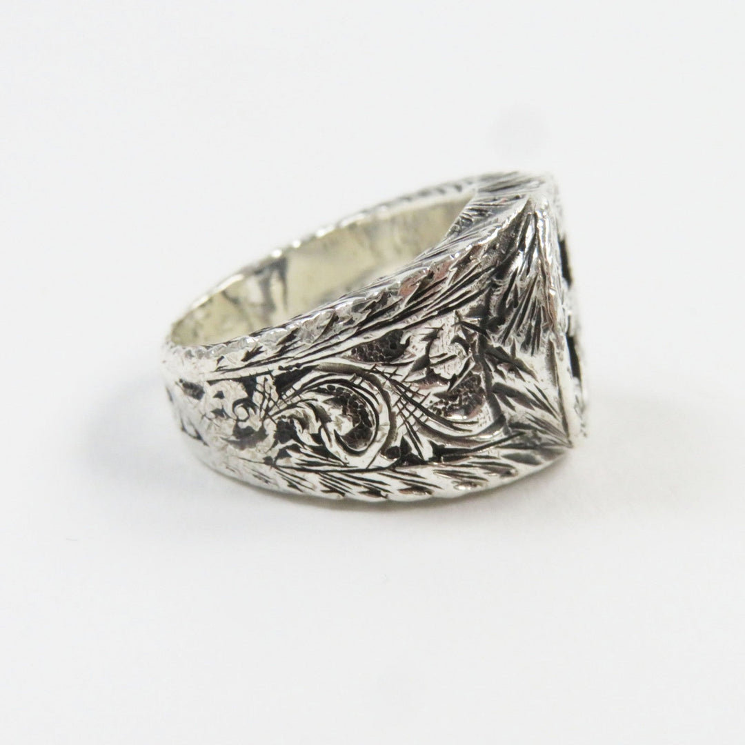 GUCCI Ring 455302-J8400-0811 Main�FAG925 Silver Arabesque Interlocking G mens 14 Used Authentic