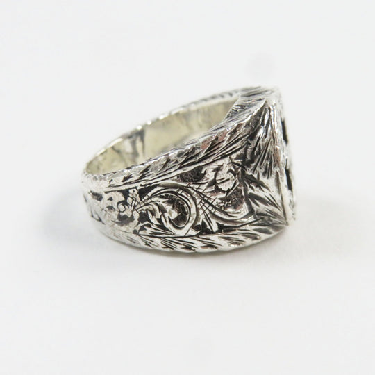 GUCCI Ring 455302-J8400-0811 Main�FAG925 Silver Arabesque Interlocking G mens 14 Used Authentic