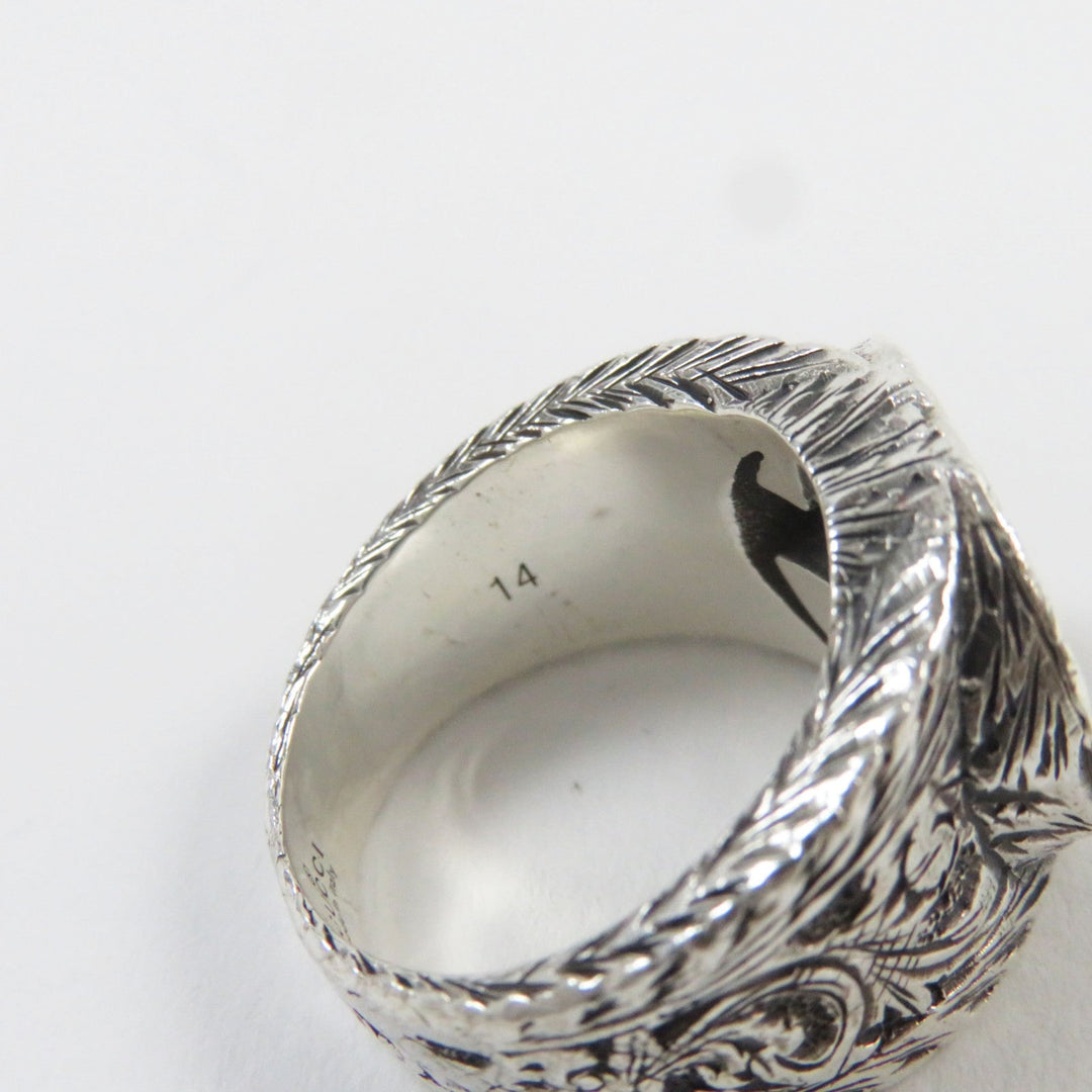 GUCCI Ring 455302-J8400-0811 Main�FAG925 Silver Arabesque Interlocking G mens 14 Used Authentic