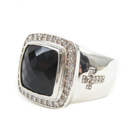 Justin Davis Ring SRJ152 Main: SV925, Part: Diamond, Part: Onyx Silver black M.TS Ring mens Used Authentic