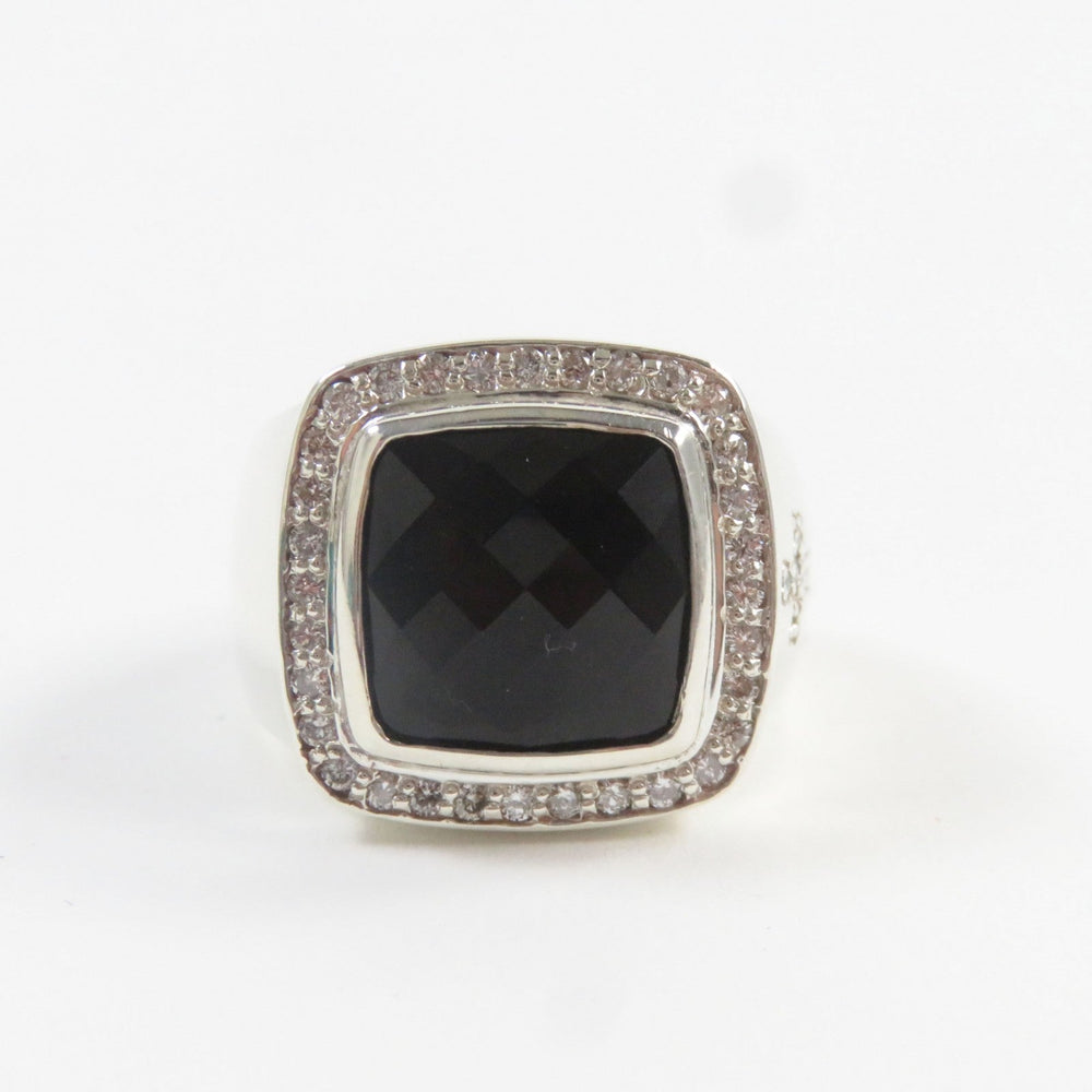Justin Davis Ring SRJ152 Main: SV925, Part: Diamond, Part: Onyx Silver black M.TS Ring mens Used Authentic