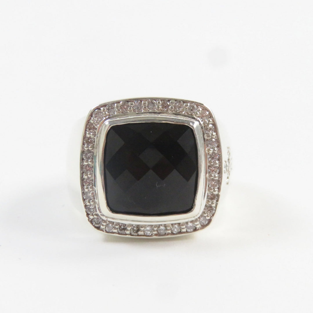 Justin Davis Ring SRJ152 Main: SV925, Part: Diamond, Part: Onyx Silver black M.TS Ring mens Used Authentic