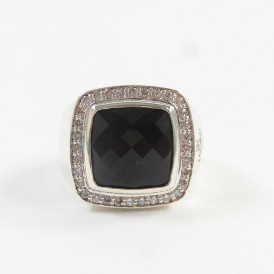 Justin Davis Ring SRJ152 Main: SV925, Part: Diamond, Part: Onyx Silver black M.TS Ring mens Used Authentic