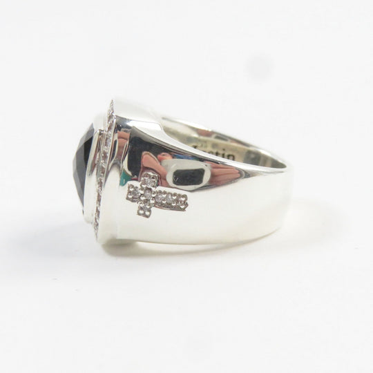 Justin Davis Ring SRJ152 Main: SV925, Part: Diamond, Part: Onyx Silver black M.TS Ring mens Used Authentic