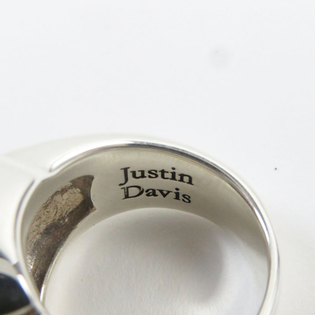 Justin Davis Ring SRJ152 Main: SV925, Part: Diamond, Part: Onyx Silver black M.TS Ring mens Used Authentic