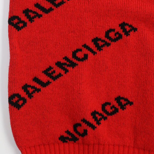 BALENCIAGA knit 542601 Main: 97% wool, Main: 2% polyamide (nylon), Main: 1% polyester Red black mens S Used Authentic