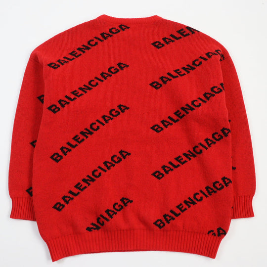BALENCIAGA knit 542601 Main: 97% wool, Main: 2% polyamide (nylon), Main: 1% polyester Red black mens S Used Authentic
