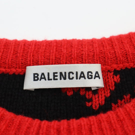 BALENCIAGA knit 542601 Main: 97% wool, Main: 2% polyamide (nylon), Main: 1% polyester Red black mens S Used Authentic