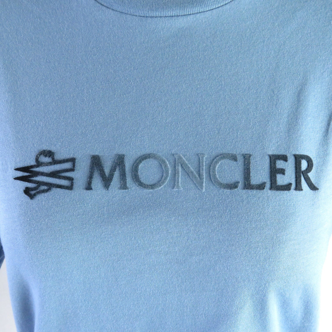 MONCLER Short sleeve T-shirt Main: 100% cotton Powder blue Women XS Used Authentic