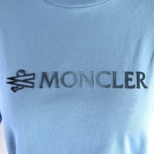 MONCLER Short sleeve T-shirt Main: 100% cotton Powder blue Women XS Used Authentic