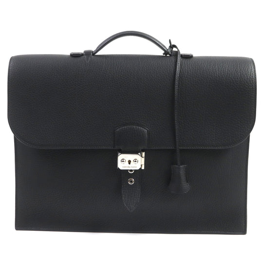 HERMES Briefcase Togo black Sac Adepeche 38 mens Used Authentic