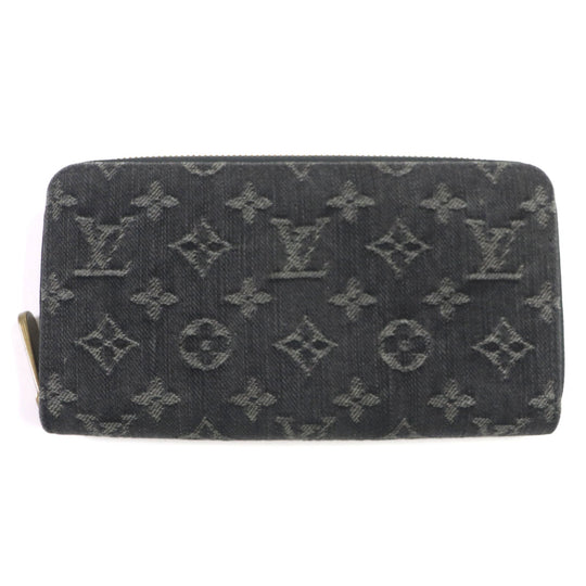 LOUIS VUITTON Long Wallet Purse M95614 Monogram denim Noir Monogram Denim Zippy Wallet mens Used Authentic