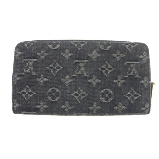 LOUIS VUITTON Long Wallet Purse M95614 Monogram denim Noir Monogram Denim Zippy Wallet mens Used Authentic