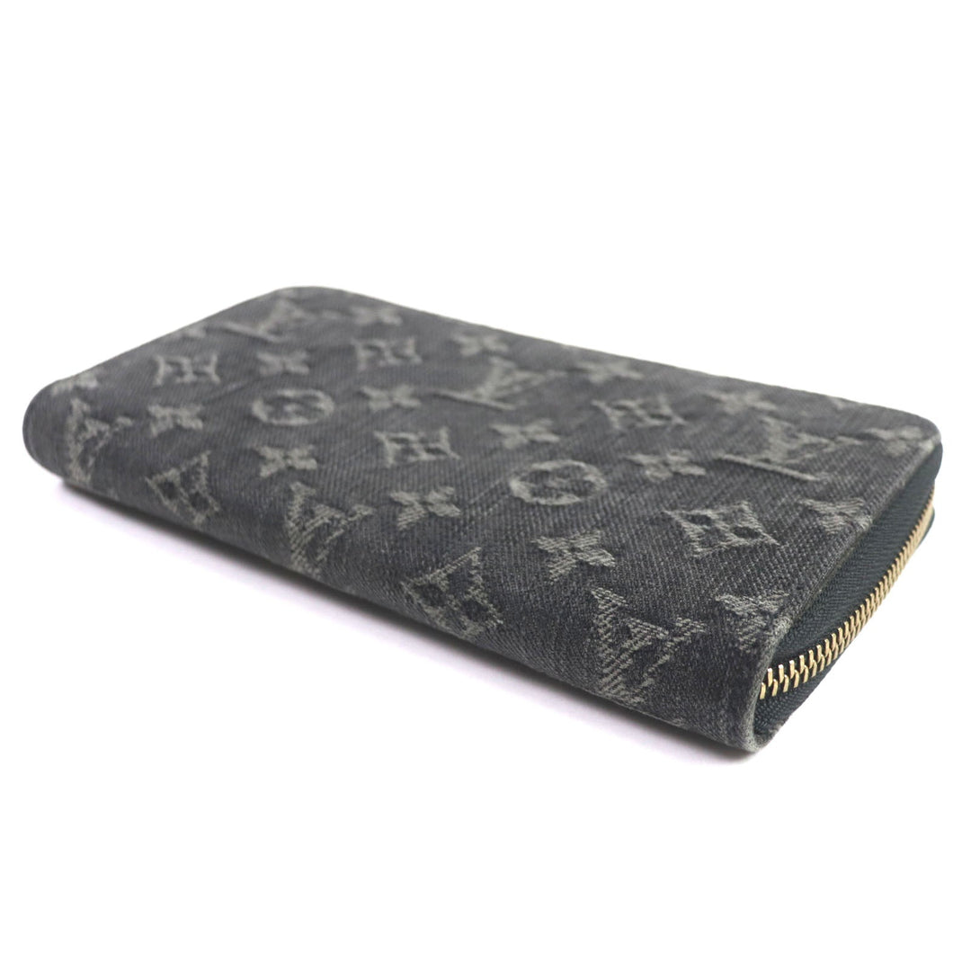 LOUIS VUITTON Long Wallet Purse M95614 Monogram denim Noir Monogram Denim Zippy Wallet mens Used Authentic
