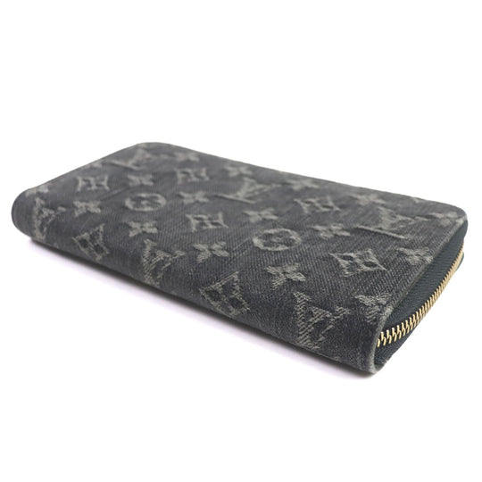 LOUIS VUITTON Long Wallet Purse M95614 Monogram denim Noir Monogram Denim Zippy Wallet mens Used Authentic