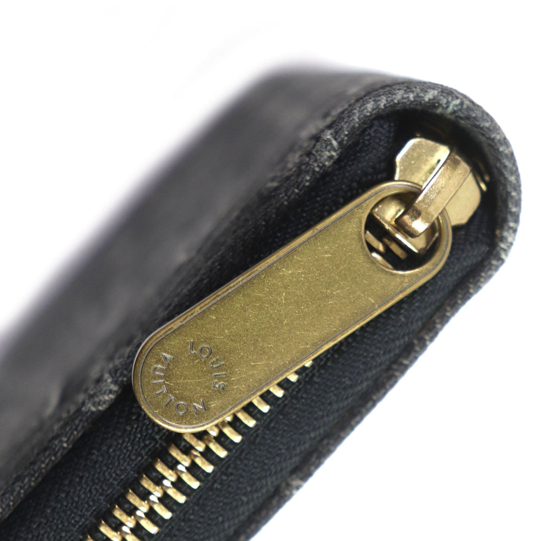 LOUIS VUITTON Long Wallet Purse M95614 Monogram denim Noir Monogram Denim Zippy Wallet mens Used Authentic