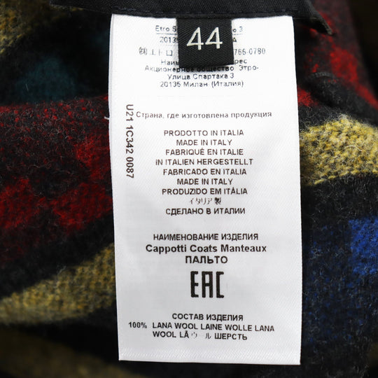 ETRO Chester coat Main: 100% wool Grey Multicolor All-over Pattern mens 44 Used Authentic