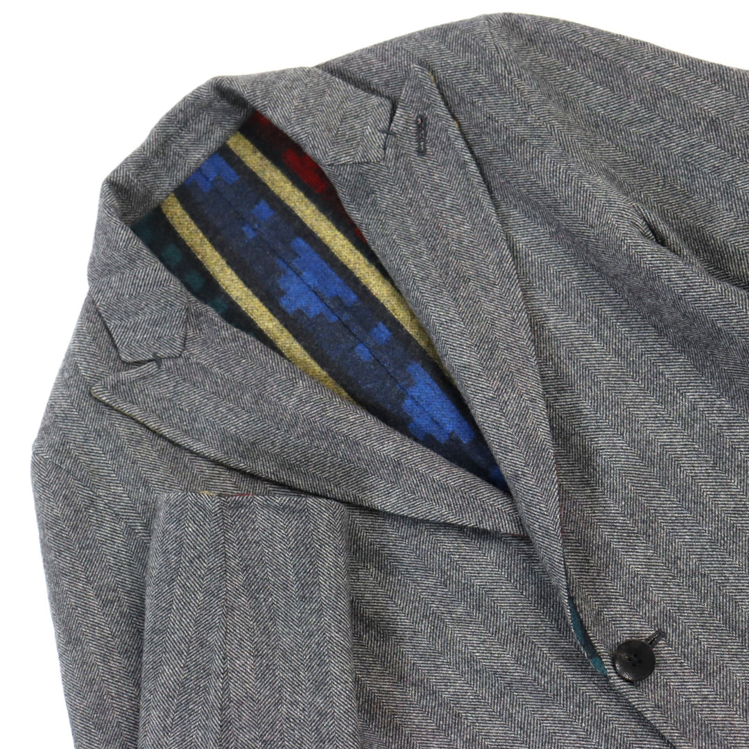 ETRO Chester coat Main: 100% wool Grey Multicolor All-over Pattern mens 44 Used Authentic