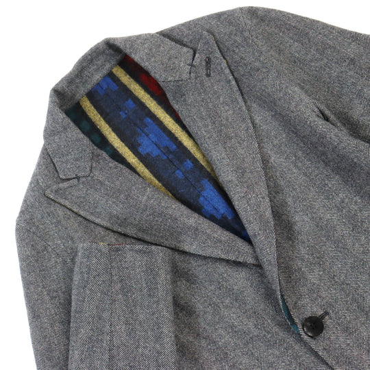 ETRO Chester coat Main: 100% wool Grey Multicolor All-over Pattern mens 44 Used Authentic