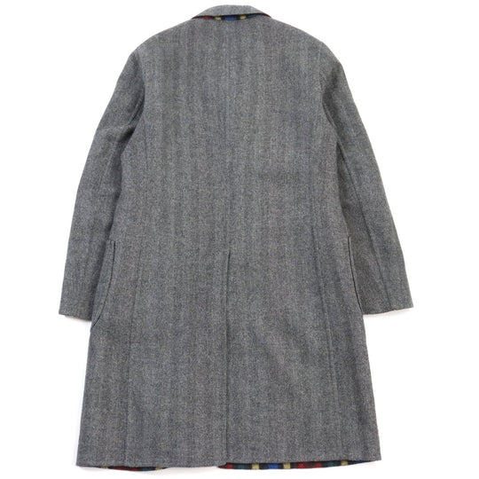ETRO Chester coat Main: 100% wool Grey Multicolor All-over Pattern mens 44 Used Authentic