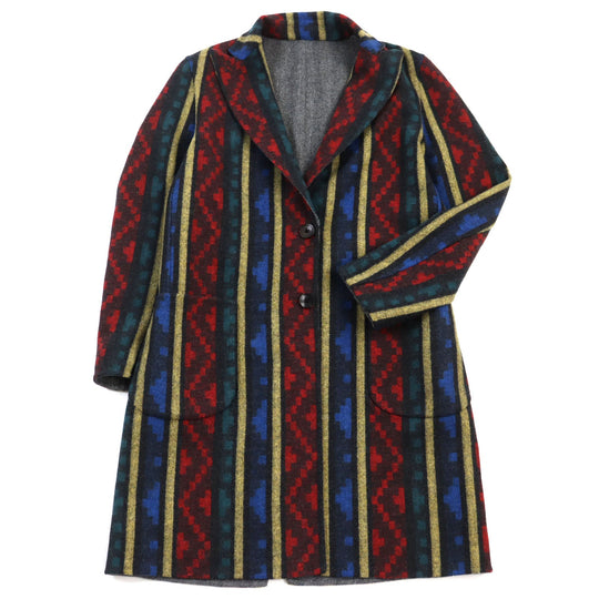ETRO Chester coat Main: 100% wool Grey Multicolor All-over Pattern mens 44 Used Authentic
