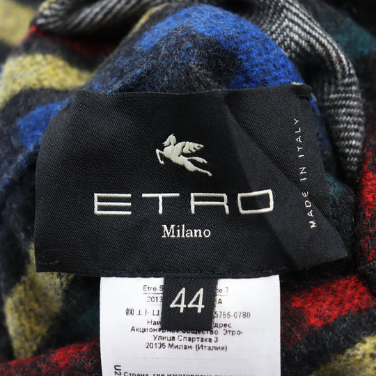 ETRO Chester coat Main: 100% wool Grey Multicolor All-over Pattern mens 44 Used Authentic