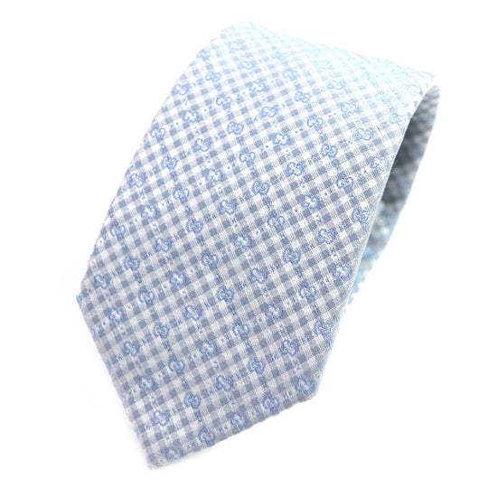 GUCCI tie 451681 silk Light blue Micro GGPattern