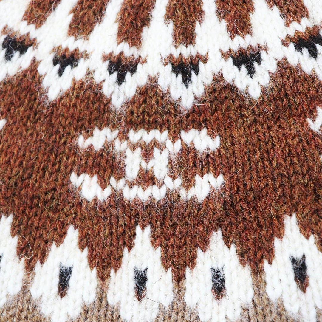 CELINE knit 2ADJ7823V Main: 100% wool Brown type Trim-off Fair Isle jacquard cropped crewneck sweater Women XS Used Authentic