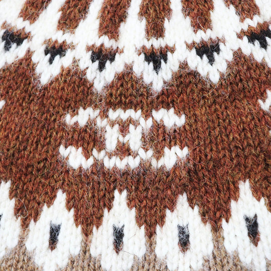 CELINE knit 2ADJ7823V Main: 100% wool Brown type Trim-off Fair Isle jacquard cropped crewneck sweater Women XS Used Authentic