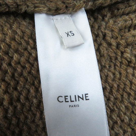 CELINE knit 2ADJ7823V Main: 100% wool Brown type Trim-off Fair Isle jacquard cropped crewneck sweater Women XS Used Authentic