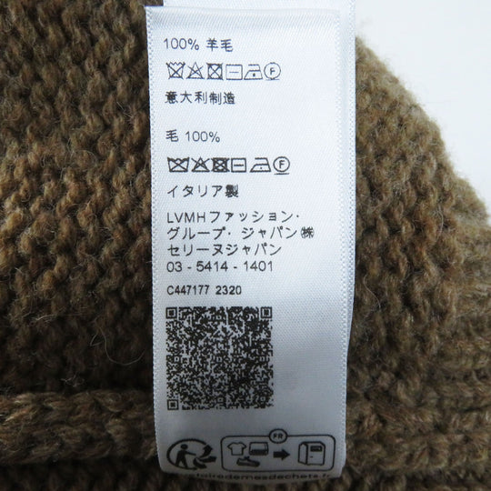 CELINE knit 2ADJ7823V Main: 100% wool Brown type Trim-off Fair Isle jacquard cropped crewneck sweater Women XS Used Authentic