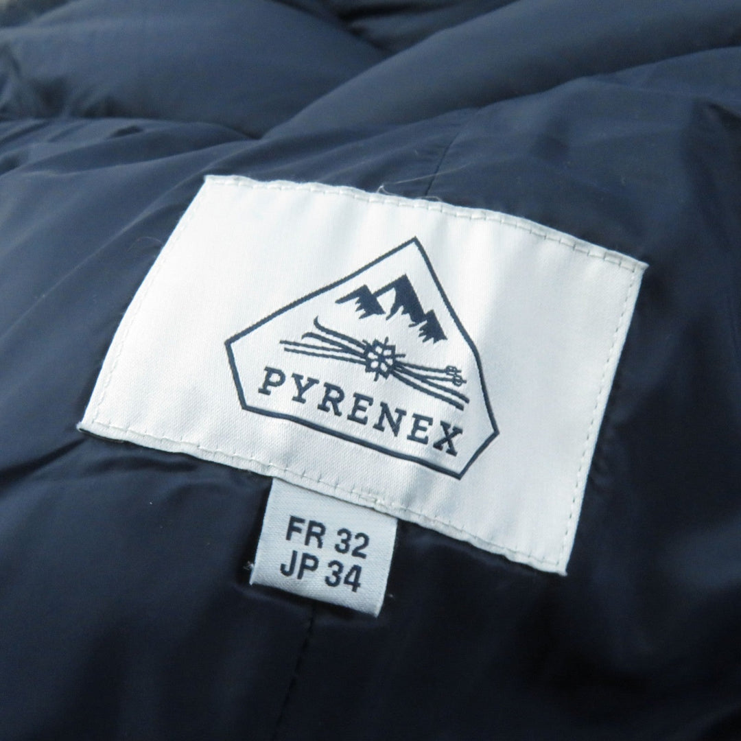 Pyrenex Down jacket Outer: 100% polyester, Lining: 100% nylon, Filling: 90% down, Filling: 10% feather, Fur: raccoon Navy BORDEAUX FUR Bordeaux fur Women 34 Used Authentic