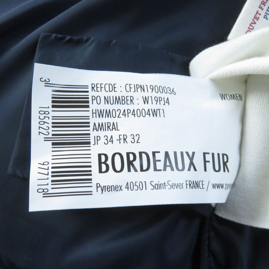 Pyrenex Down jacket Outer: 100% polyester, Lining: 100% nylon, Filling: 90% down, Filling: 10% feather, Fur: raccoon Navy BORDEAUX FUR Bordeaux fur Women 34 Used Authentic
