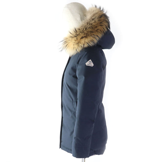 Pyrenex Down jacket Outer: 100% polyester, Lining: 100% nylon, Filling: 90% down, Filling: 10% feather, Fur: raccoon Navy BORDEAUX FUR Bordeaux fur Women 34 Used Authentic