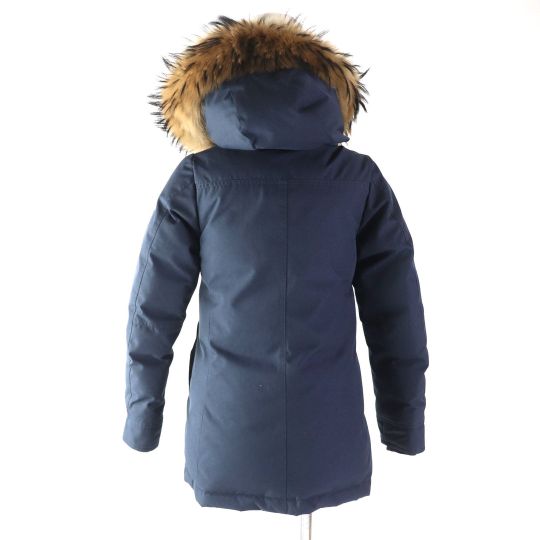Pyrenex Down jacket Outer: 100% polyester, Lining: 100% nylon, Filling: 90% down, Filling: 10% feather, Fur: raccoon Navy BORDEAUX FUR Bordeaux fur Women 34 Used Authentic