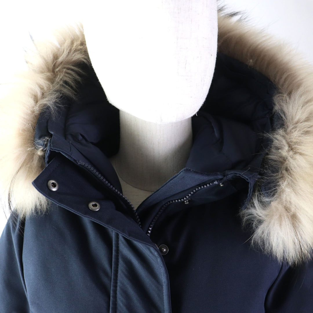 Pyrenex Down jacket Outer: 100% polyester, Lining: 100% nylon, Filling: 90% down, Filling: 10% feather, Fur: raccoon Navy BORDEAUX FUR Bordeaux fur Women 34 Used Authentic