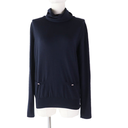 CHANEL knit 19B P62251 Main: 100% wool Navy Women 38 Used Authentic