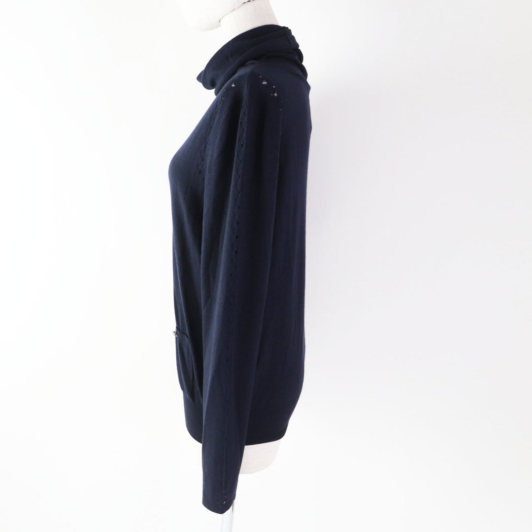 CHANEL knit 19B P62251 Main: 100% wool Navy Women 38 Used Authentic