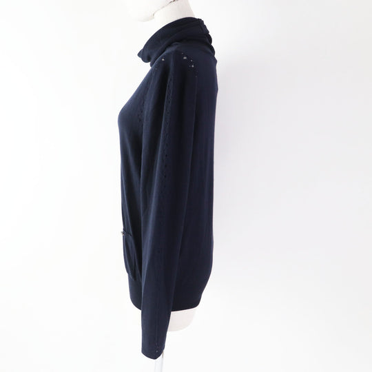 CHANEL knit 19B P62251 Main: 100% wool Navy Women 38 Used Authentic